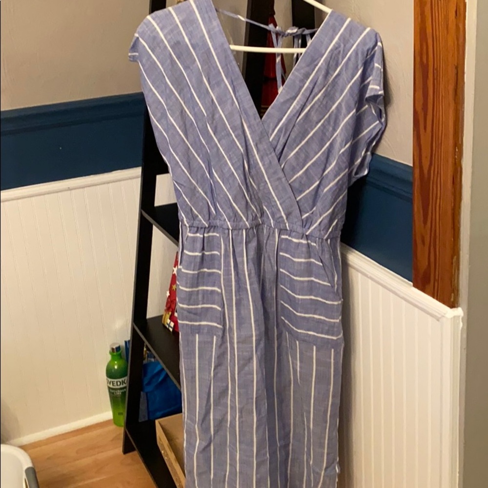 Blue and white dress